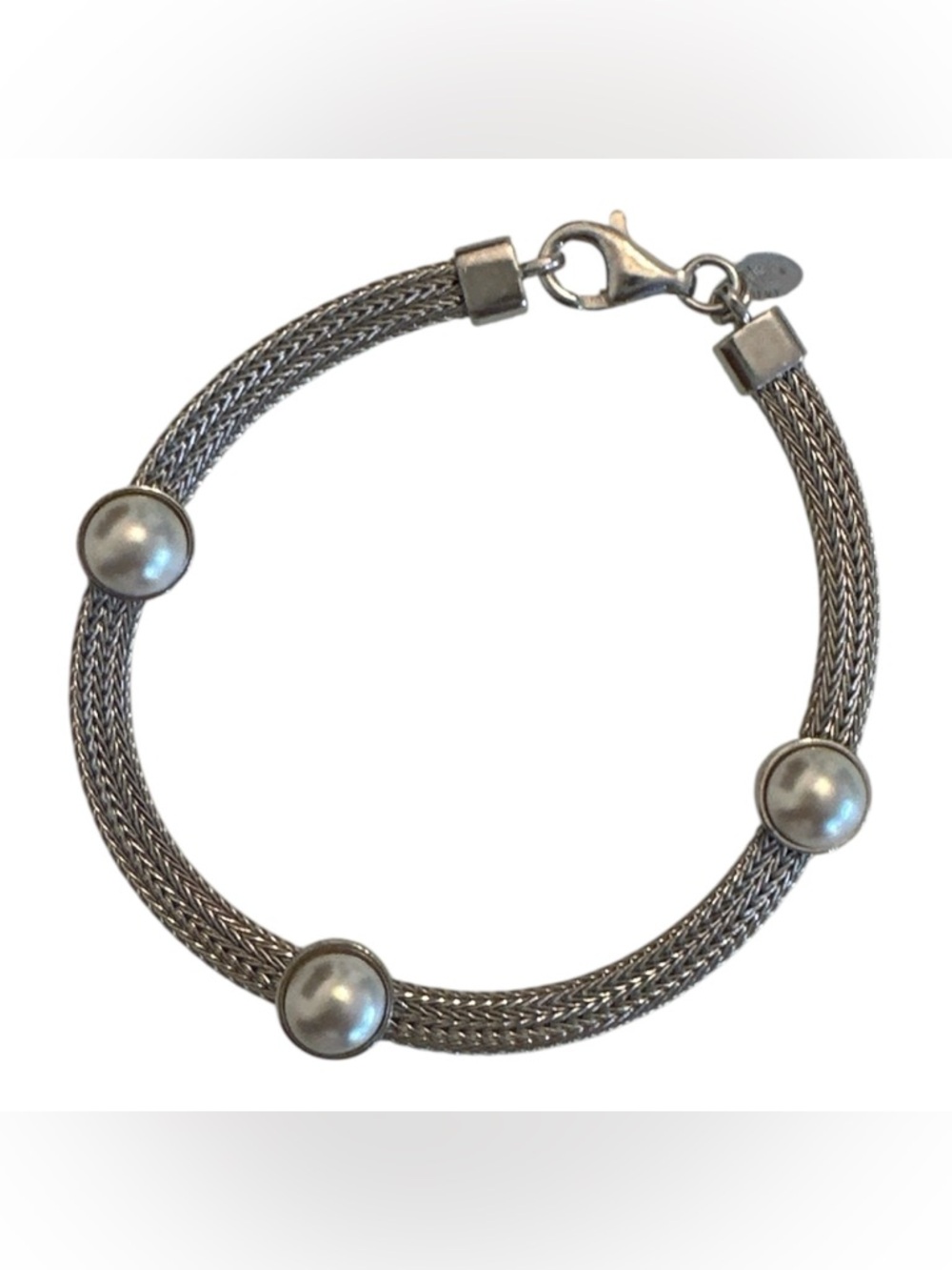 Dyadema | Italian .925 / Sterling Silver & Button Pearl Bracelet